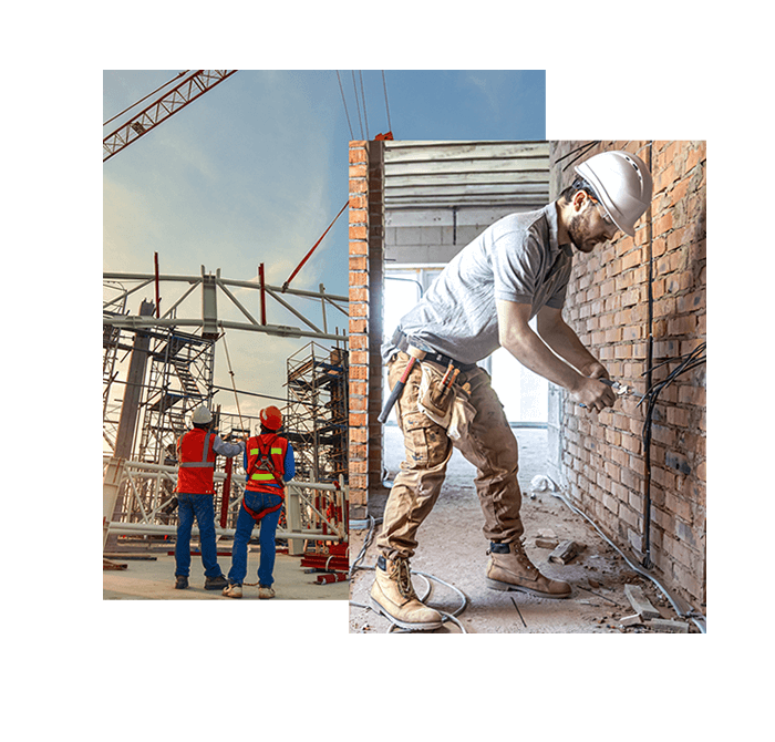 artisan du batiment en train de travailler